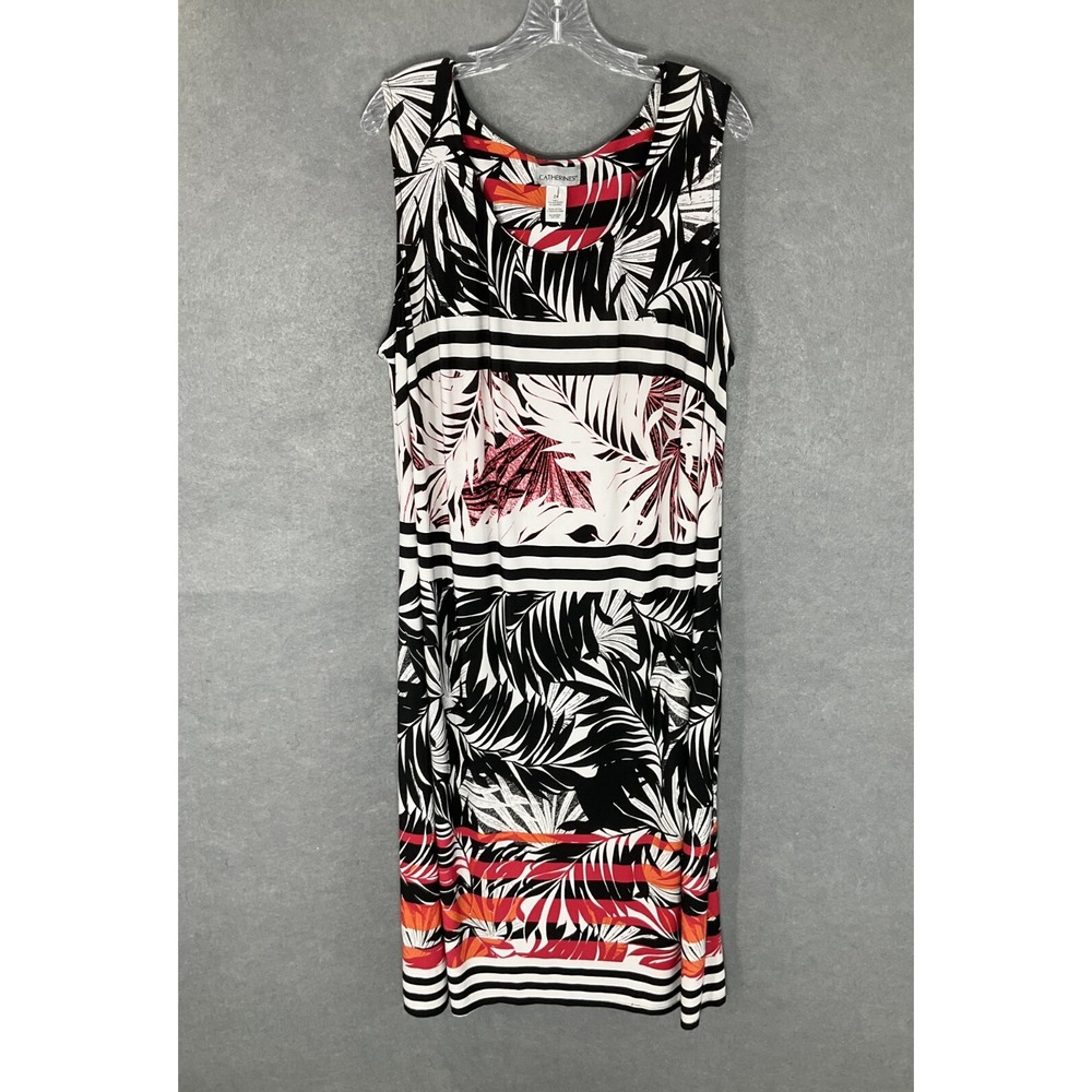 Catherines Dress Womens Sz 2X Tropical Sleeveless Shift Vacation Travel Cruise